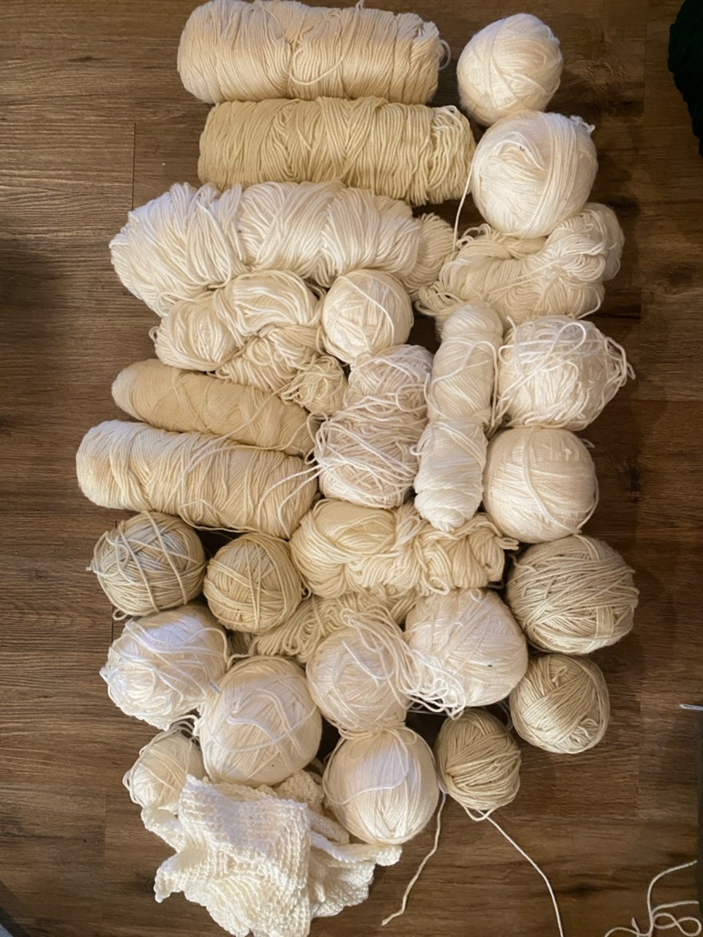 Yarn skeins for craft crochet knitting fiber art sewing cream ivory white lot
